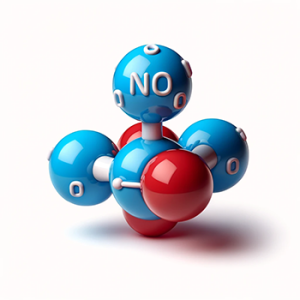3D illustration of the Lewis structure of a nitric oxide (NO) molecule - 350px